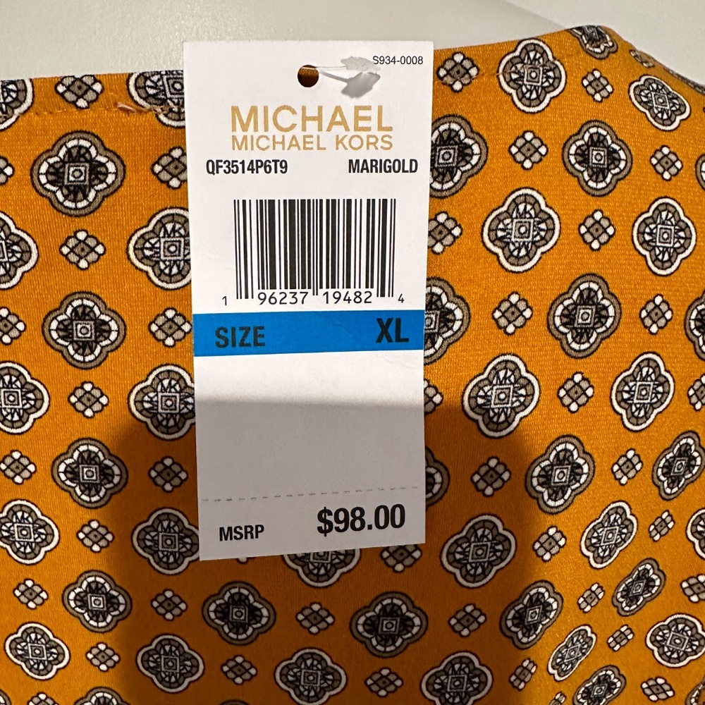 Michael Kors Women Design Cowl Neck Marigold Top Shirt - Size XL - NEW With Tags - Picture 6 of 16